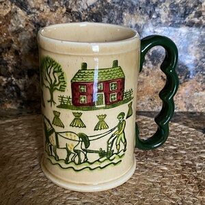 Vintage Metlox Poppytrail Homestead Provincial Grand Mug featuring farm scene